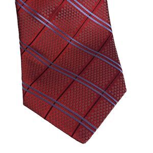JOSEPH ABBOUD Mens Necktie Tie Silk RED BLUE Black Striped